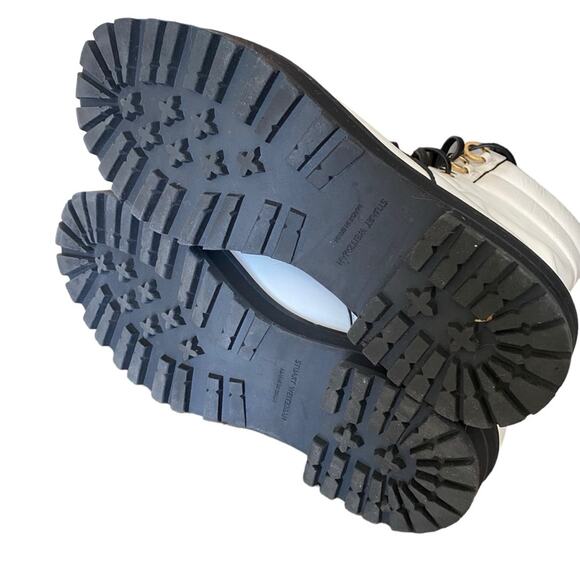 Stuart Weitzman Lexy Round Toe Leather Lace Up Moto Combat Ankle Boots size 8 - Picture 13 of 15